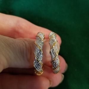 Hoop earrings with small diamonds